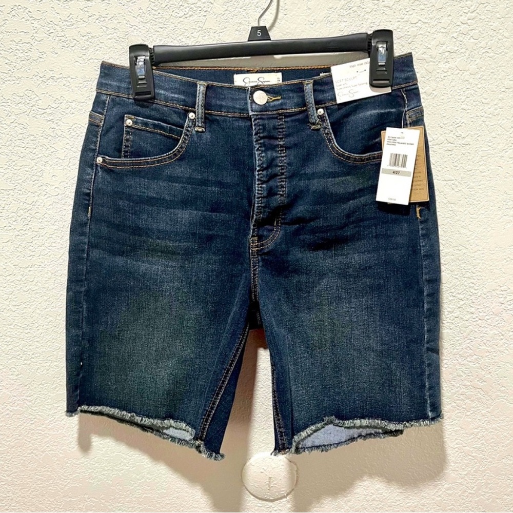 Jessica Simpson NWT Women’s 27 High Rise Button Fly Dark Blue Denim Shorts